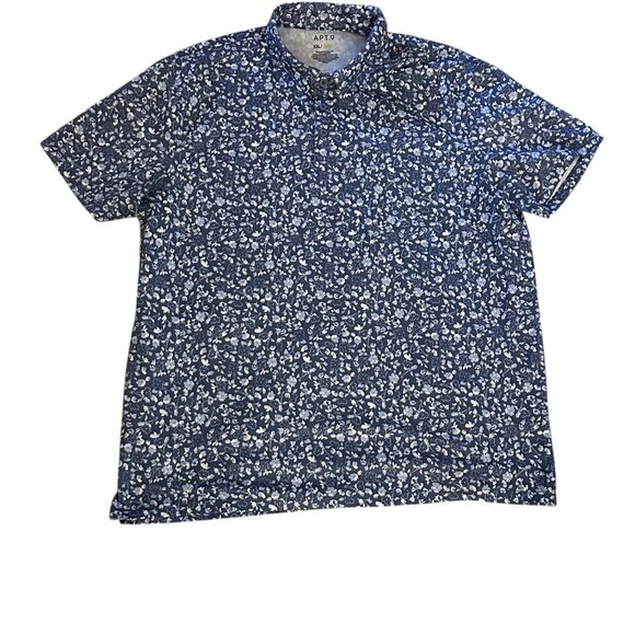 2XLT Men's APT. 9 Vintage White & Blue Floral Hawaiian Polo Excellent - Picture 5 of 7